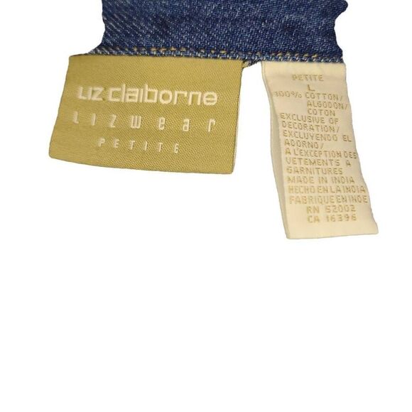 NWOT Liz Claiborne Liz Wear Petite Crochet Button Up Denim Jacket, size L - Picture 12 of 15